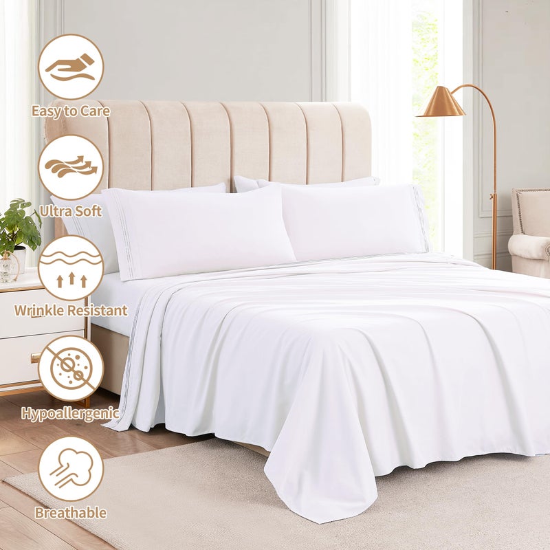 KKN Queen Sheets Set-6 Piece Bedding Sheets & Pillowcases-Luxury Hotel Bed Set for Women & Men - Deep Pockets-Soft & Cooling Sheet -Brushed Microfiber Easy Care & Wrinkle Free Sheets - Image 2